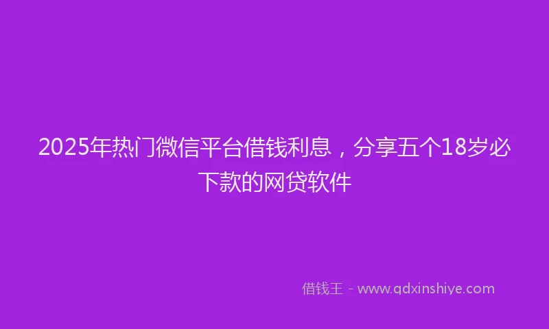 2025年热门微信平台借钱利息，分享五个18岁必下款的网贷软件