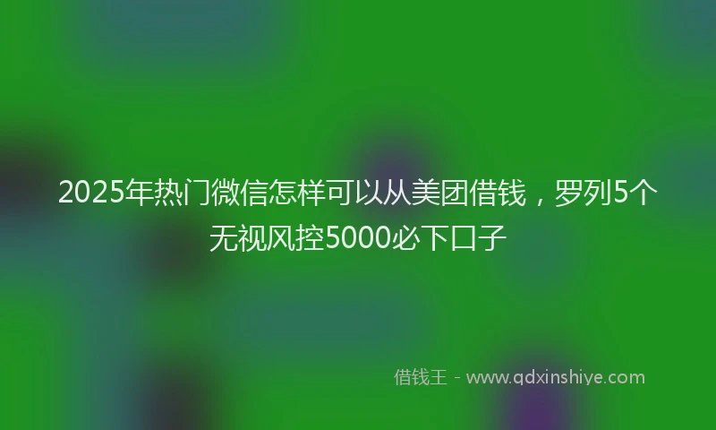 2025年热门微信怎样可以从美团借钱，罗列5个无视风控5000必下口子