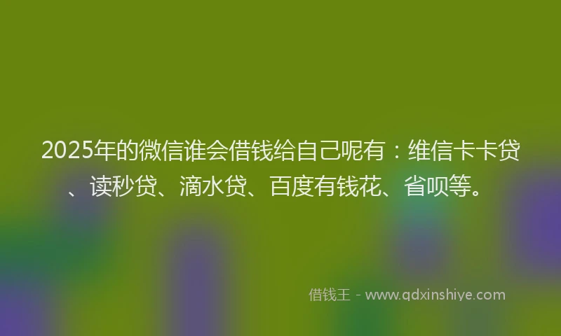 2025年的微信谁会借钱给自己呢有：维信卡卡贷、读秒贷、滴水贷、百度有钱花、省呗等。