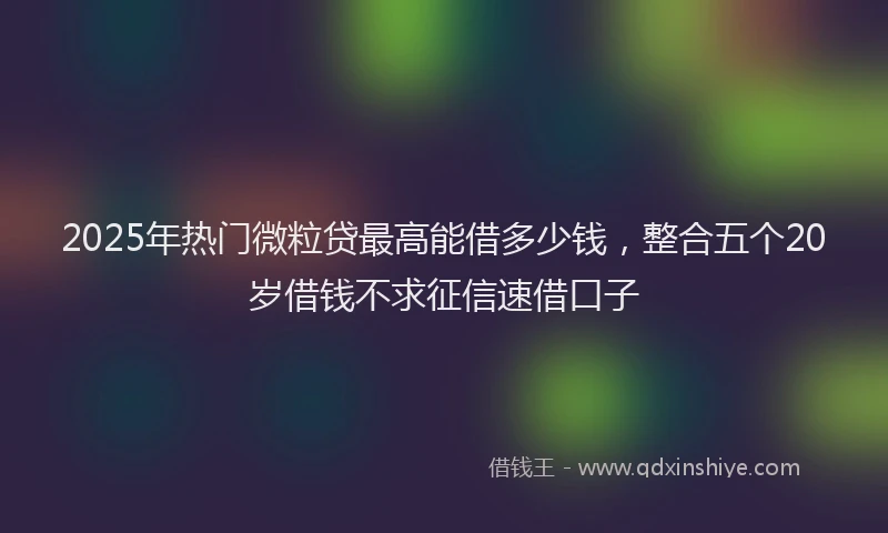 2025年热门微粒贷最高能借多少钱，整合五个20岁借钱不求征信速借口子