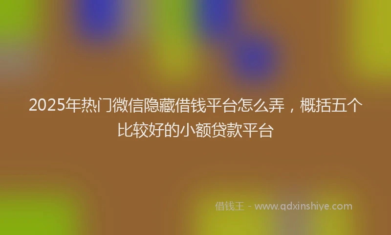 2025年热门微信隐藏借钱平台怎么弄，概括五个比较好的小额贷款平台