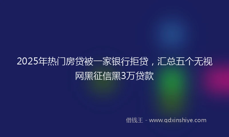 2025年热门房贷被一家银行拒贷，汇总五个无视网黑征信黑3万贷款