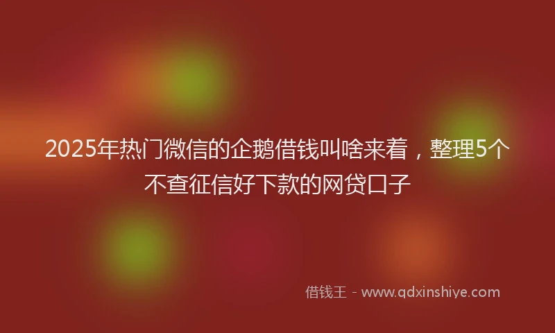 2025年热门微信的企鹅借钱叫啥来着，整理5个不查征信好下款的网贷口子