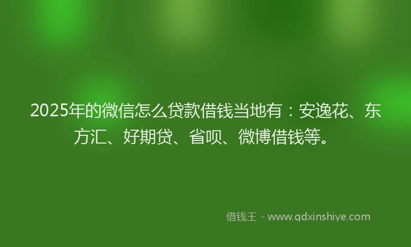 2025年的微信怎么贷款借钱当地有：安逸花、东方汇、好期贷、省呗、微博借钱等。