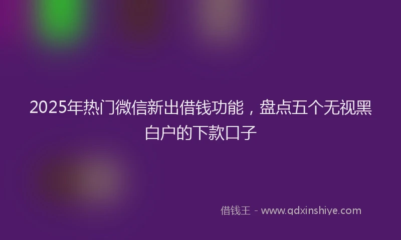 2025年热门微信新出借钱功能，盘点五个无视黑白户的下款口子
