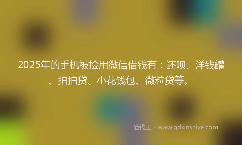 2025年的手机被捡用微信借钱有：还呗、洋钱罐、拍拍贷、小花钱包、微粒贷等。