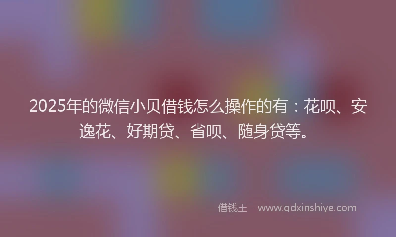2025年的微信小贝借钱怎么操作的有：花呗、安逸花、好期贷、省呗、随身贷等。