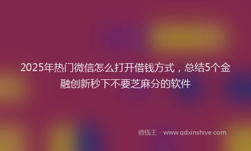 2025年热门微信怎么打开借钱方式，总结5个金融创新秒下不要芝麻分的软件
