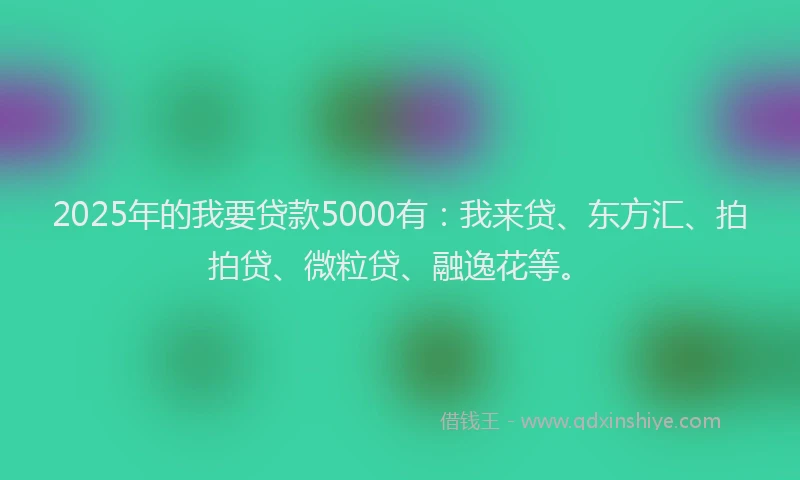 2025年的我要贷款5000有：我来贷、东方汇、拍拍贷、微粒贷、融逸花等。