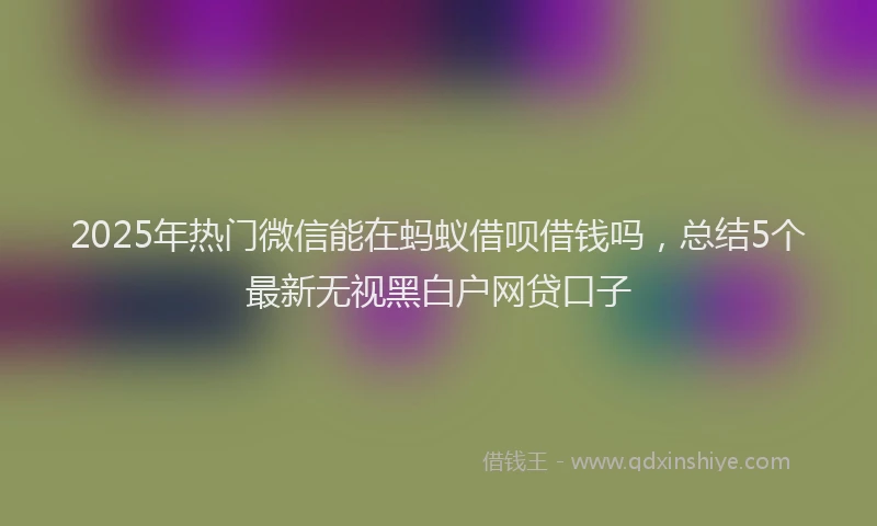 2025年热门微信能在蚂蚁借呗借钱吗，总结5个最新无视黑白户网贷口子