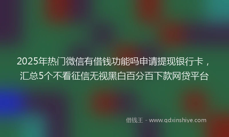 2025年热门微信有借钱功能吗申请提现银行卡，汇总5个不看征信无视黑白百分百下款网贷平台