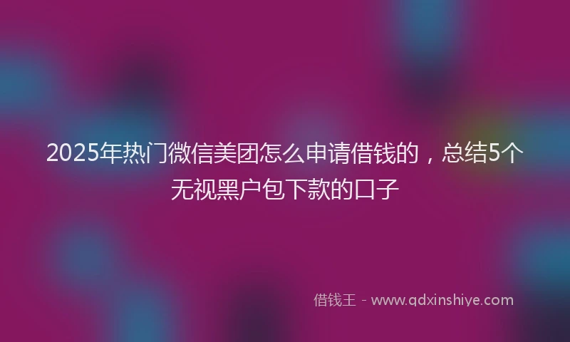 2025年热门微信美团怎么申请借钱的，总结5个无视黑户包下款的口子