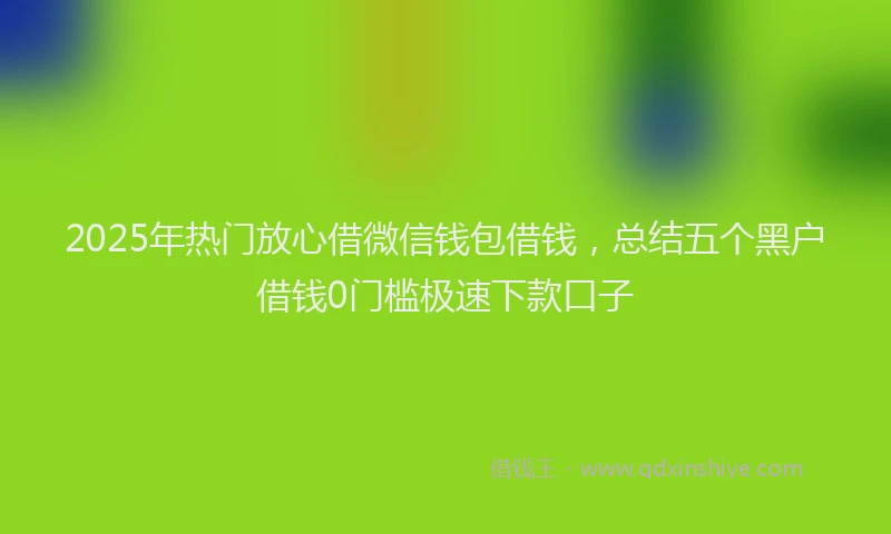 2025年热门放心借微信钱包借钱，总结五个黑户借钱0门槛极速下款口子