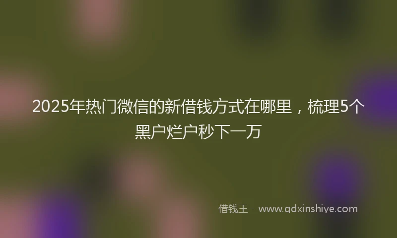 2025年热门微信的新借钱方式在哪里，梳理5个黑户烂户秒下一万