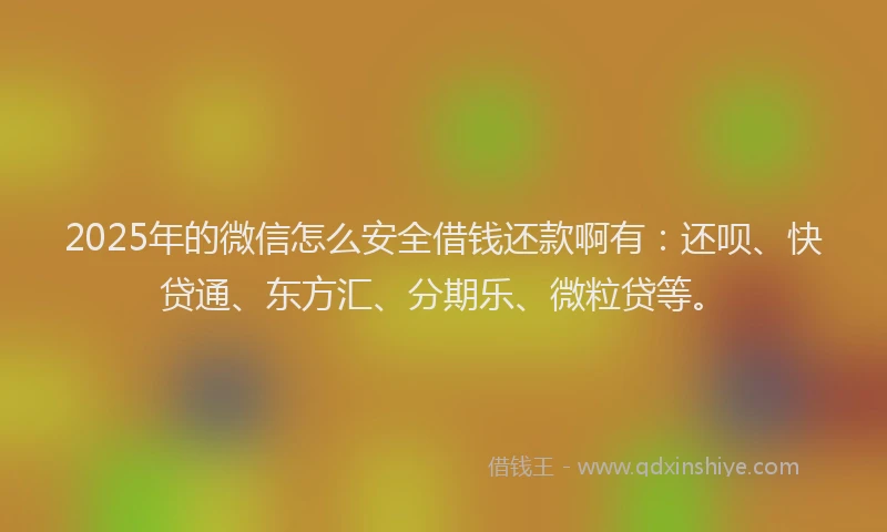 2025年的微信怎么安全借钱还款啊有：还呗、快贷通、东方汇、分期乐、微粒贷等。