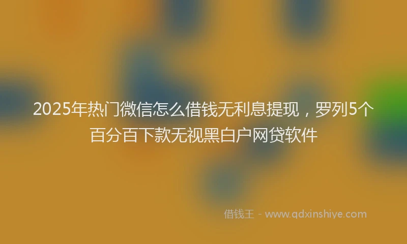 2025年热门微信怎么借钱无利息提现，罗列5个百分百下款无视黑白户网贷软件