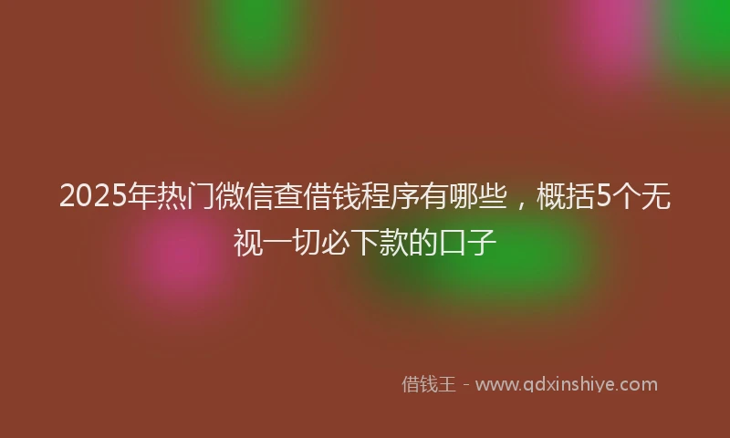 2025年热门微信查借钱程序有哪些，概括5个无视一切必下款的口子