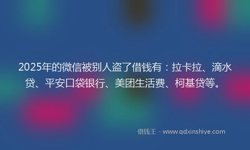 2025年的微信被别人盗了借钱有：拉卡拉、滴水贷、平安口袋银行、美团生活费、柯基贷等。