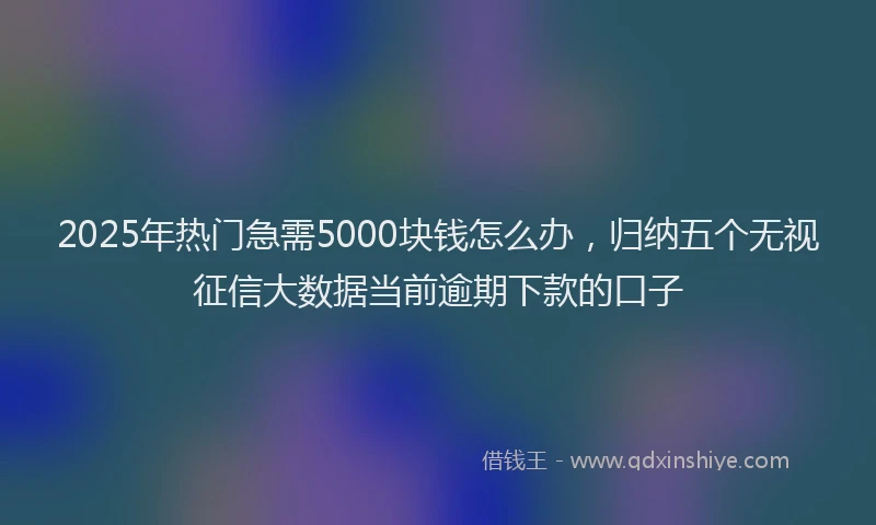 2025年热门急需5000块钱怎么办，归纳五个无视征信大数据当前逾期下款的口子