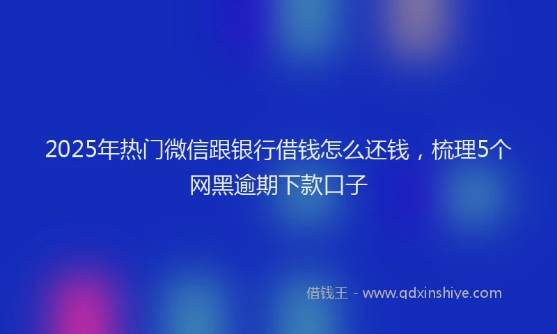 2025年热门微信跟银行借钱怎么还钱，梳理5个网黑逾期下款口子