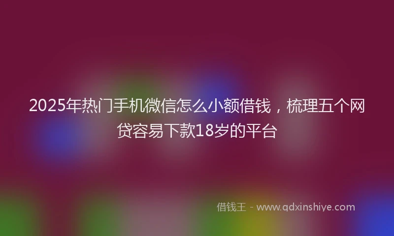 2025年热门手机微信怎么小额借钱，梳理五个网贷容易下款18岁的平台