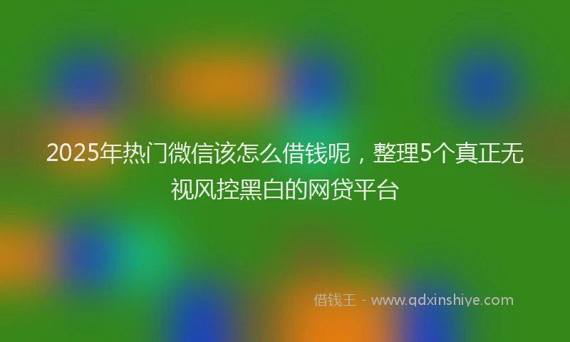 2025年热门微信该怎么借钱呢，整理5个真正无视风控黑白的网贷平台