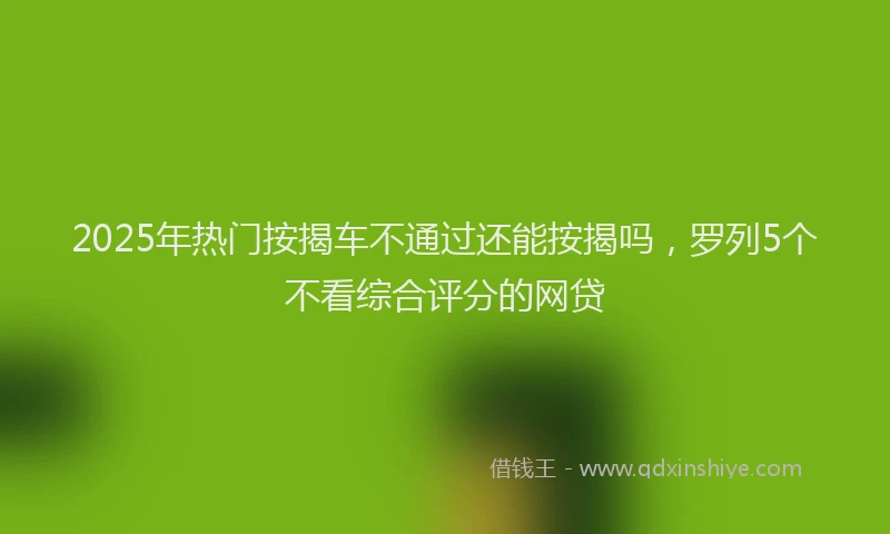 2025年热门按揭车不通过还能按揭吗，罗列5个不看综合评分的网贷