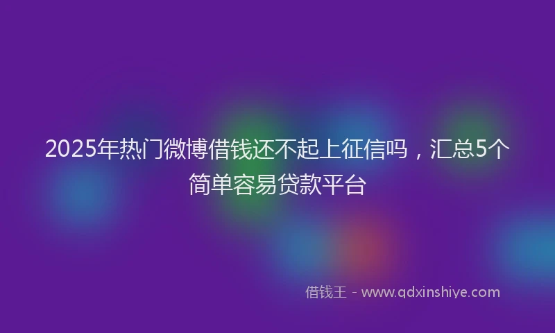 2025年热门微博借钱还不起上征信吗，汇总5个简单容易贷款平台