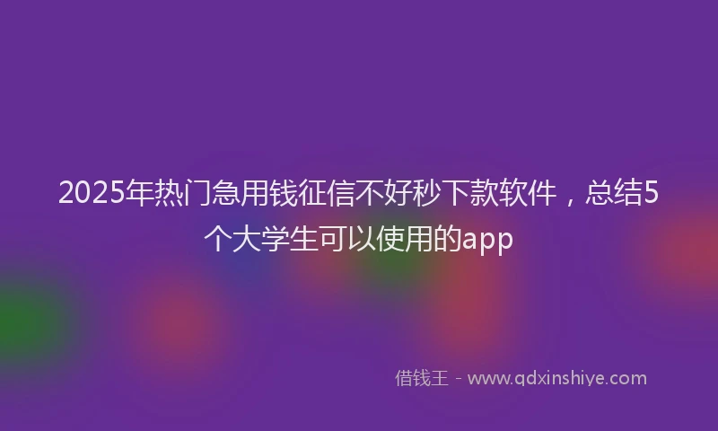 2025年热门急用钱征信不好秒下款软件，总结5个大学生可以使用的app
