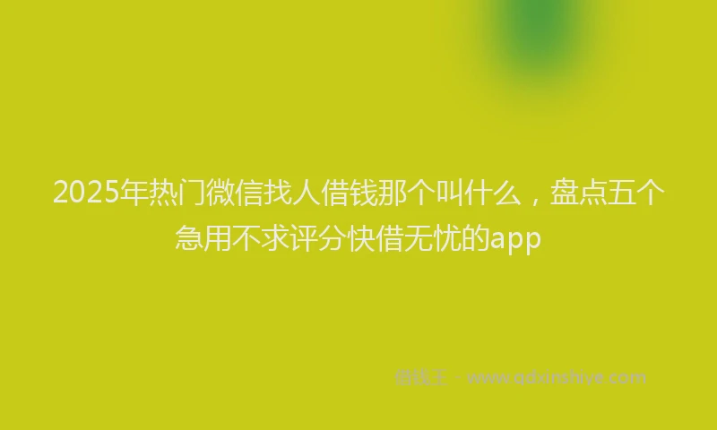 2025年热门微信找人借钱那个叫什么，盘点五个急用不求评分快借无忧的app