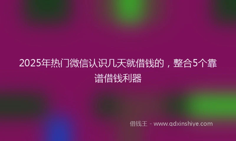 2025年热门微信认识几天就借钱的，整合5个靠谱借钱利器