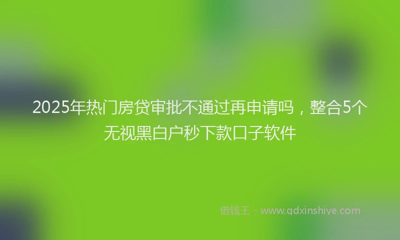 2025年热门房贷审批不通过再申请吗，整合5个无视黑白户秒下款口子软件