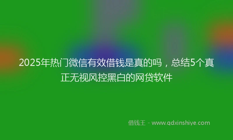 2025年热门微信有效借钱是真的吗，总结5个真正无视风控黑白的网贷软件