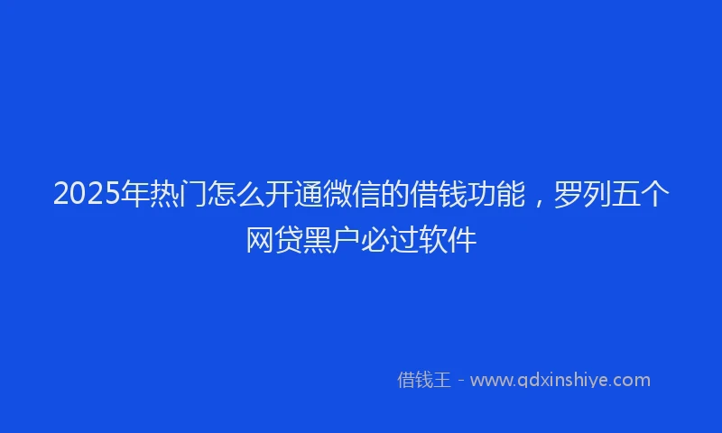 2025年热门怎么开通微信的借钱功能，罗列五个网贷黑户必过软件