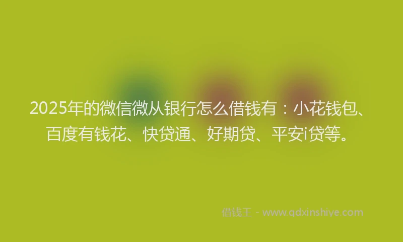 2025年的微信微从银行怎么借钱有：小花钱包、百度有钱花、快贷通、好期贷、平安i贷等。