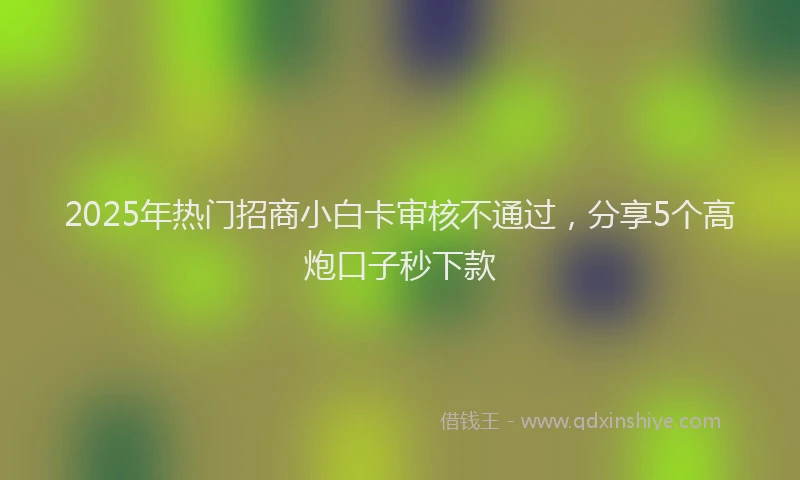 2025年热门招商小白卡审核不通过，分享5个高炮口子秒下款