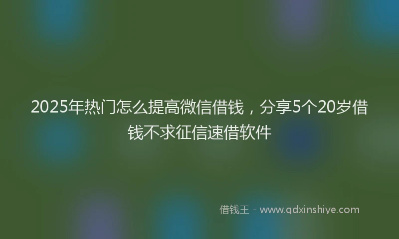 2025年热门怎么提高微信借钱，分享5个20岁借钱不求征信速借软件