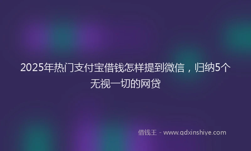 2025年热门支付宝借钱怎样提到微信，归纳5个无视一切的网贷