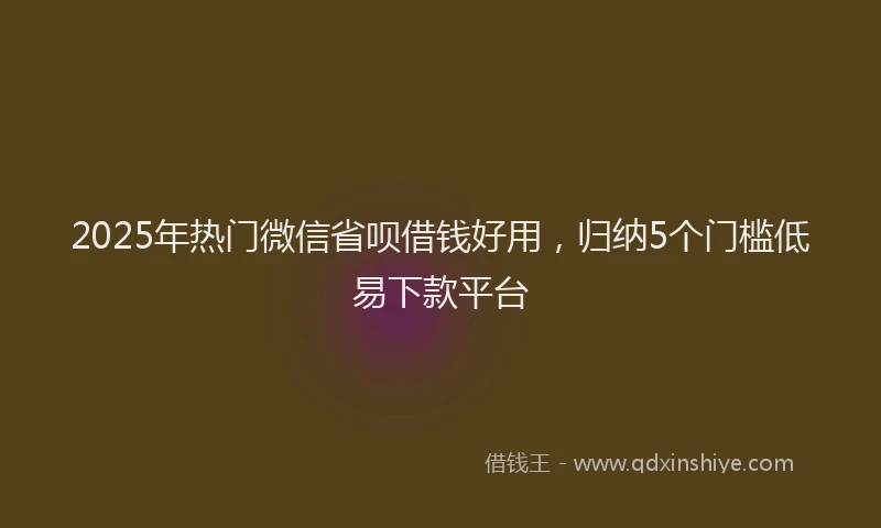 2025年热门微信省呗借钱好用，归纳5个门槛低易下款平台