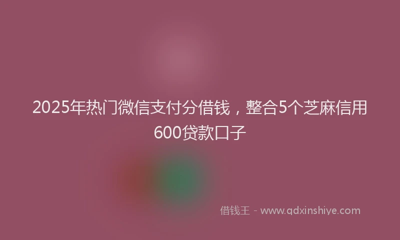 2025年热门微信支付分借钱，整合5个芝麻信用600贷款口子