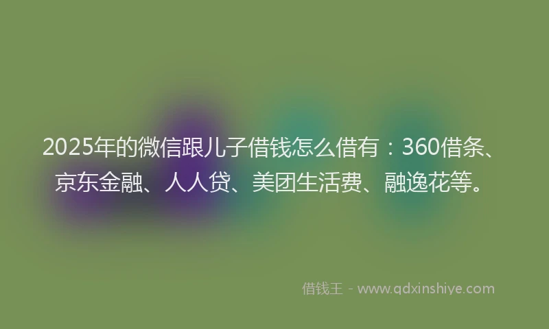 2025年的微信跟儿子借钱怎么借有：360借条、京东金融、人人贷、美团生活费、融逸花等。