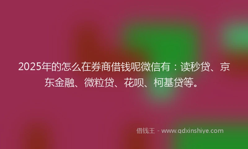 2025年的怎么在券商借钱呢微信有：读秒贷、京东金融、微粒贷、花呗、柯基贷等。