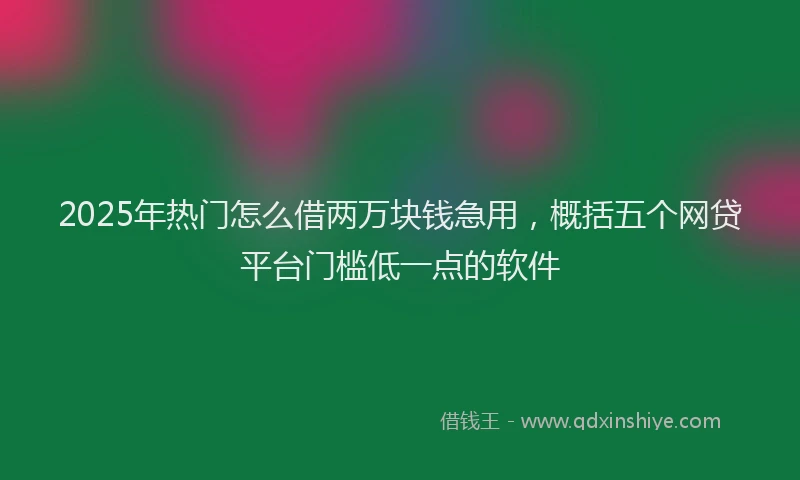 2025年热门怎么借两万块钱急用，概括五个网贷平台门槛低一点的软件