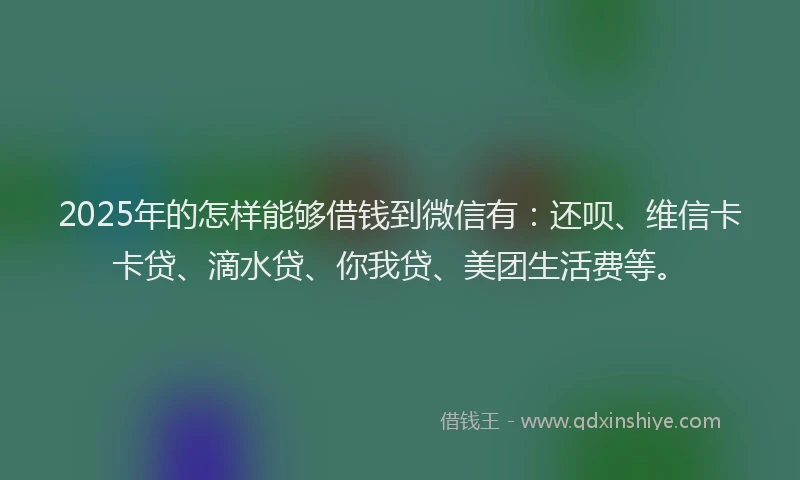 2025年的怎样能够借钱到微信有：还呗、维信卡卡贷、滴水贷、你我贷、美团生活费等。