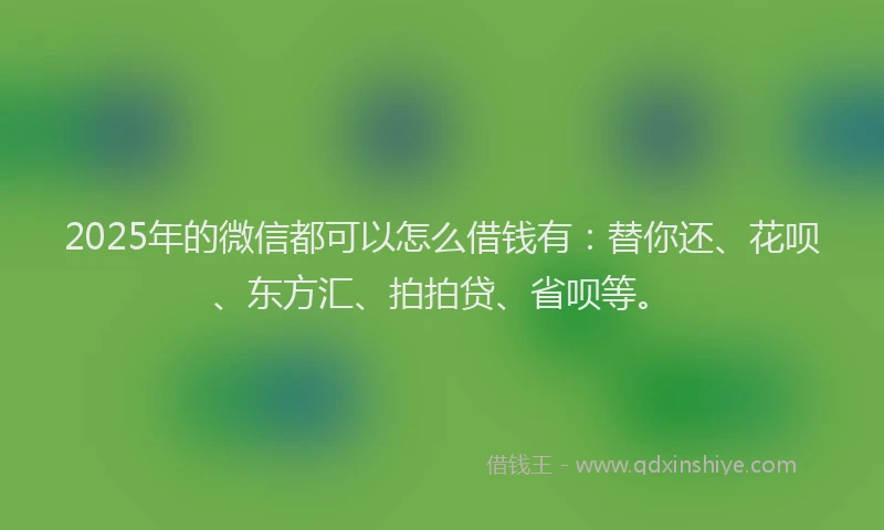 2025年的微信都可以怎么借钱有：替你还、花呗、东方汇、拍拍贷、省呗等。