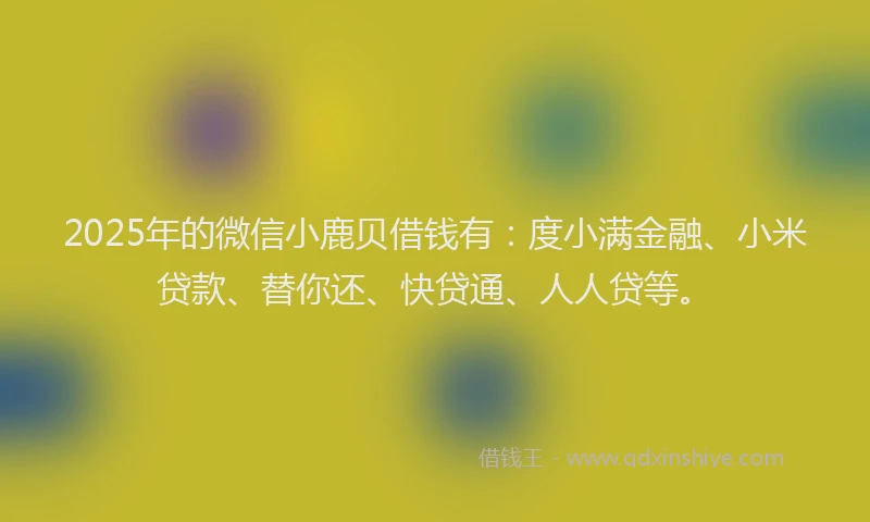 2025年的微信小鹿贝借钱有：度小满金融、小米贷款、替你还、快贷通、人人贷等。