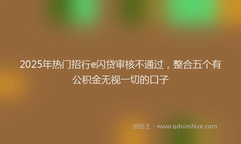 2025年热门招行e闪贷审核不通过，整合五个有公积金无视一切的口子