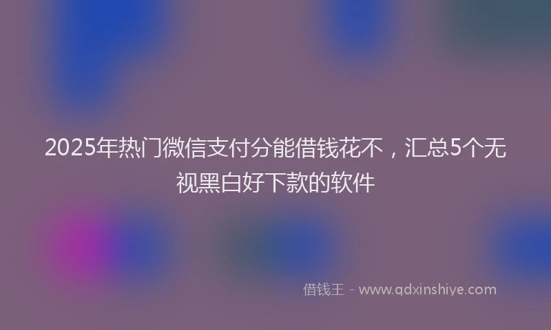 2025年热门微信支付分能借钱花不，汇总5个无视黑白好下款的软件