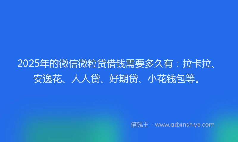 2025年的微信微粒贷借钱需要多久有：拉卡拉、安逸花、人人贷、好期贷、小花钱包等。