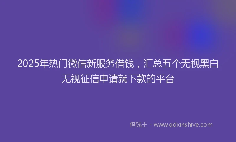 2025年热门微信新服务借钱，汇总五个无视黑白无视征信申请就下款的平台